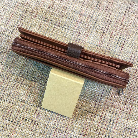 W STONE MOUNTAIN Brown Leather Check Book 20 Card Slips 4 Billfolds Long Wallet - Picture 4 of 17